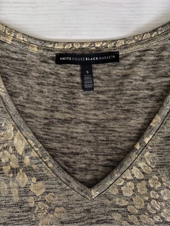 White House Black Market Tops - White House Black Market Metallic Gold, Black and Gray V-Neck Top